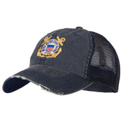 US Coast Guard Anchors Logo Embroidered Low Profile Cotton Mesh Cap