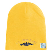 US Submarine Sign Embroidered Heavyweight Classic Knit Short Beanie - Gold OSFM