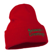 Season's Greetings Embroidered Long Beanie