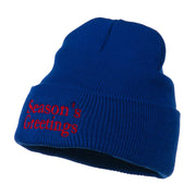 Season's Greetings Embroidered Long Beanie