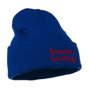 Season's Greetings Embroidered Long Beanie