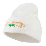 Seasons Greetings with Mistletoe Embroidered Long Beanie