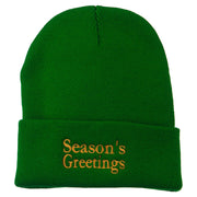 Season's Greetings Embroidered Long Beanie