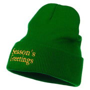 Season's Greetings Embroidered Long Beanie