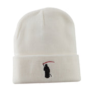 Halloween Solid Image of the Grim Reaper Embroidered Long Beanie