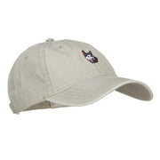 Siberian Husky Embroidered Washed Buckled Cap