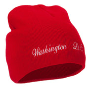 Washington D.C. Letter Design Embroidered 8 Inch Knitted Short Beanie