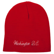 Washington D.C. Letter Design Embroidered 8 Inch Knitted Short Beanie