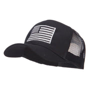 Silver American Flag Embroidered Mesh Cap