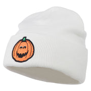 Halloween Surprised Jack o Lantern Embroidered Long Beanie