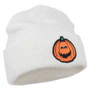 Halloween Surprised Jack o Lantern Embroidered Long Beanie