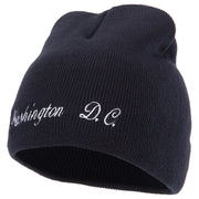 Washington D.C. Letter Design Embroidered 8 Inch Knitted Short Beanie