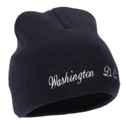 Washington D.C. Letter Design Embroidered 8 Inch Knitted Short Beanie