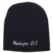 Washington D.C. Letter Design Embroidered 8 Inch Knitted Short Beanie