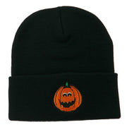 Halloween Surprised Jack o Lantern Embroidered Long Beanie