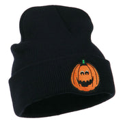 Halloween Surprised Jack o Lantern Embroidered Long Beanie