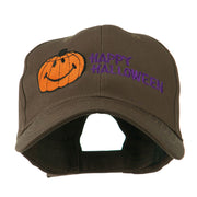 Happy Halloween Smile Pumpkin Embroidered Cap