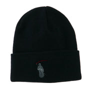 Halloween Solid Image of the Grim Reaper Embroidered Long Beanie