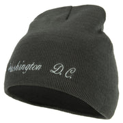 Washington D.C. Letter Design Embroidered 8 Inch Knitted Short Beanie