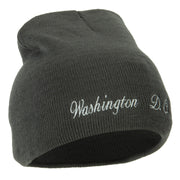 Washington D.C. Letter Design Embroidered 8 Inch Knitted Short Beanie