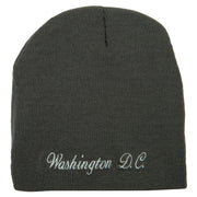 Washington D.C. Letter Design Embroidered 8 Inch Knitted Short Beanie