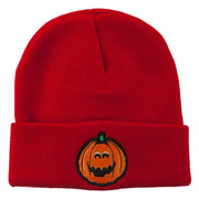 Halloween Surprised Jack o Lantern Embroidered Long Beanie