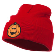 Halloween Surprised Jack o Lantern Embroidered Long Beanie