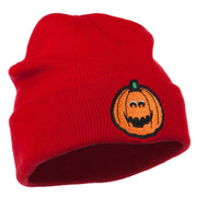 Halloween Surprised Jack o Lantern Embroidered Long Beanie