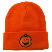 Halloween Surprised Jack o Lantern Embroidered Long Beanie