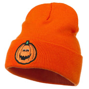 Halloween Surprised Jack o Lantern Embroidered Long Beanie