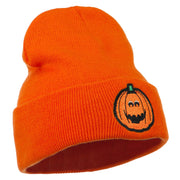 Halloween Surprised Jack o Lantern Embroidered Long Beanie