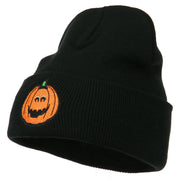 Halloween Surprised Jack o Lantern Embroidered Long Beanie