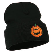 Halloween Surprised Jack o Lantern Embroidered Long Beanie