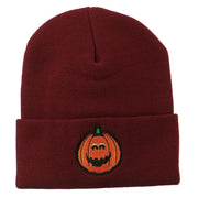 Halloween Surprised Jack o Lantern Embroidered Long Beanie