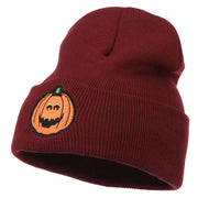 Halloween Surprised Jack o Lantern Embroidered Long Beanie