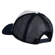 Smile Face Circular Patched Cotton Trucker Cap - Navy-White OSFM