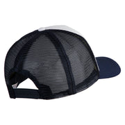 Smile Face Circular Patched Cotton Trucker Cap - Navy-White OSFM