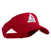 Sailboat Patched Cotton Twill Sun Visor - Red OSFM