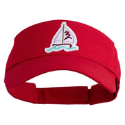 Sailboat Patched Cotton Twill Sun Visor - Red OSFM
