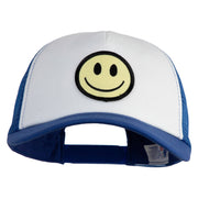 Smile Face Circular Patched Cotton Trucker Cap - Royal OSFM