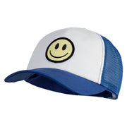 Smile Face Circular Patched Cotton Trucker Cap - Royal OSFM