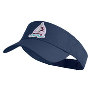 Sailboat Patched Cotton Twill Sun Visor - Navy OSFM