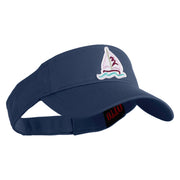 Sailboat Patched Cotton Twill Sun Visor - Navy OSFM