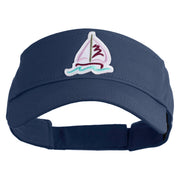 Sailboat Patched Cotton Twill Sun Visor - Navy OSFM