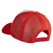 Smile Face Circular Patched Cotton Trucker Cap - Red OSFM