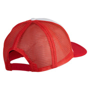 Smile Face Circular Patched Cotton Trucker Cap - Red OSFM