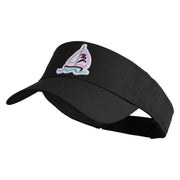 Sailboat Patched Cotton Twill Sun Visor - Black OSFM