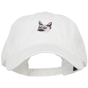 Siamese Cat Embroidered Washed Cotton Twill Cap