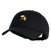 Ginkgo Embroidered Dad Style Unstructured Low Profile 6 panel Cotton Cap - Black OSFM