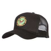 US Army Veteran Circle Embroidered Solid Cotton Mesh Pro Cap